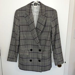 Topshop houndstooth plaid blazer with double breasted design